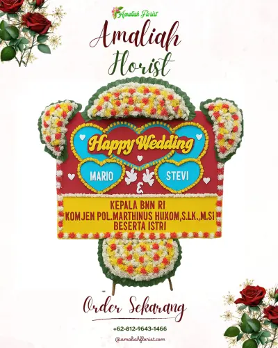 Karangan Papan Bunga Pernikahan di Kataan